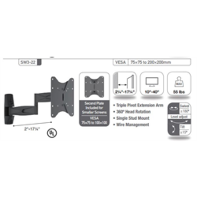 Sonora Articulating, Single Stud, Triple Pivot SW3-22