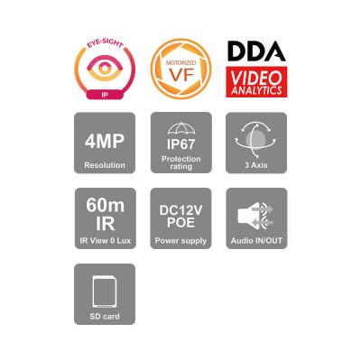 Provision ISR 4MP Bullet Eye-Sight IP MVF 2.8-12mm Lens with 60M IR Camera in White - PV-I6-340IPEN-MVF