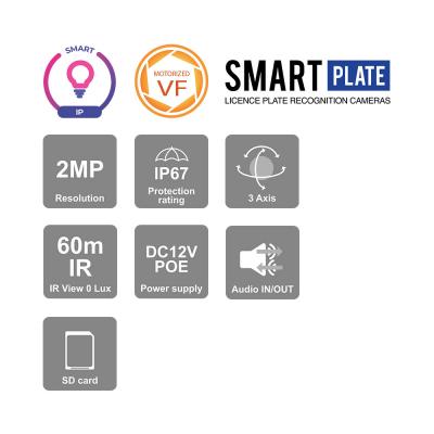 Provision ISR 2MP Smart Series LPR Bullet IP MVF 2.8-12mm Lens with 60M IR Camera in White - PV-I6-320LPR-MVF1