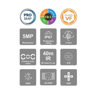 Provision ISR 5MP Turret 4 in 1 Analog MVF 2.8-12mm Lens with 40M IR Camera in Grey - PV-DI-350A-MVF-GY